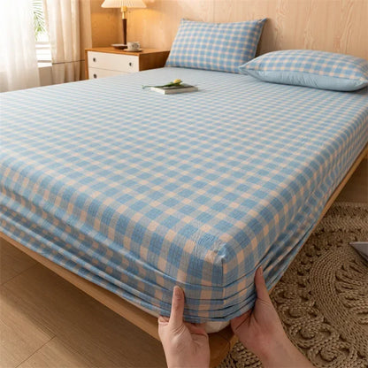 DecorBites™ Cotton Fitted Sheet with Elastic Bands for Single Double King Queen Bed