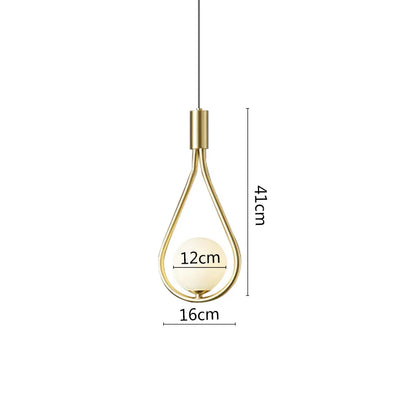 ديكوربايتس™ مصابيح معلقة على شكل حلقة معدنية سوداء مع كرة زجاجية وإضاءة LED