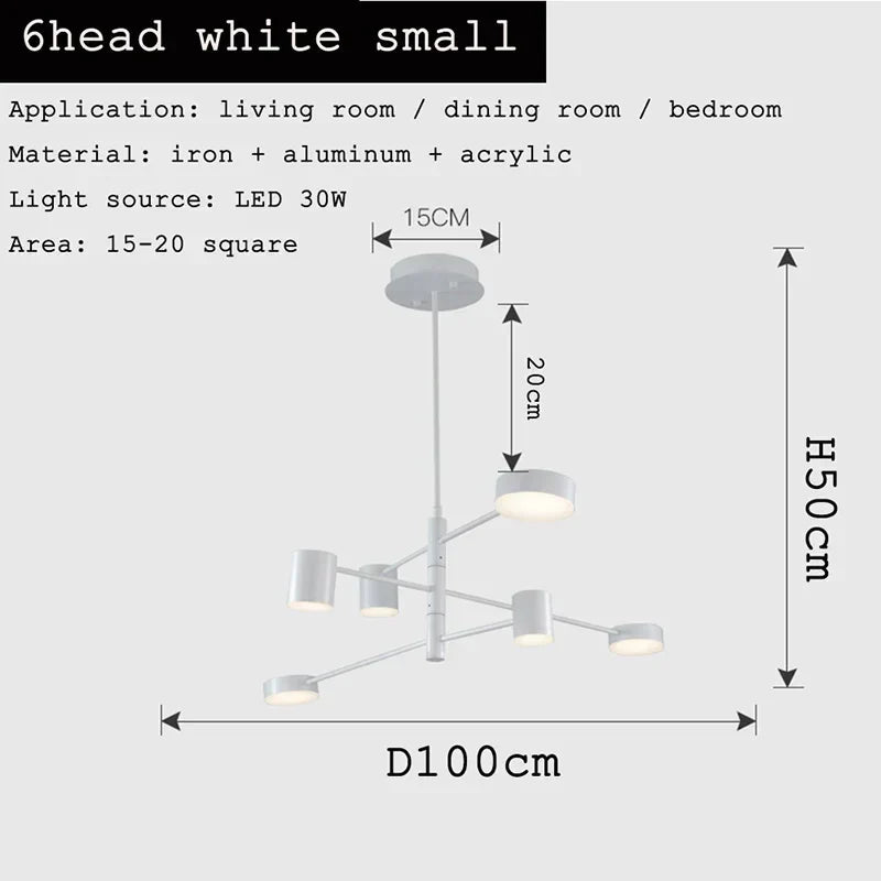 DecorBites™ Black Gold White LED Chandelier: Stylish Nordic Loft Lamp for Livingroom & Bedroom