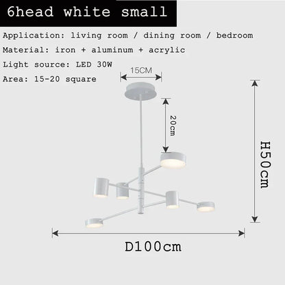 DecorBites™ Black Gold White LED Chandelier: Stylish Nordic Loft Lamp for Livingroom & Bedroom