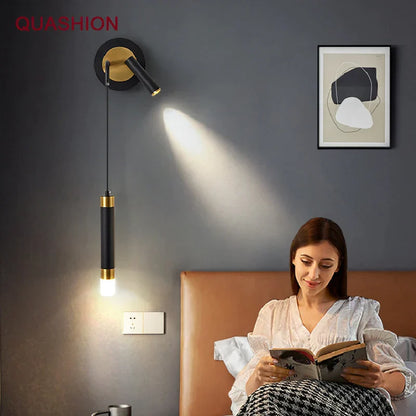 DecorBites™ Gold LED Wall Lamp: Luxurious Nordic Spotlight for Home Bedside, Living Room, Bed Wall Light