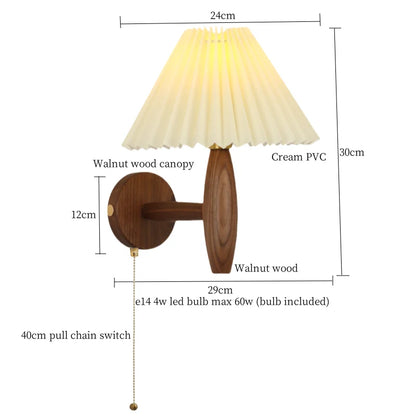 Apliques de pared DecorBites™ de PVC color crema con LED y apliques murales de madera de nogal japonés