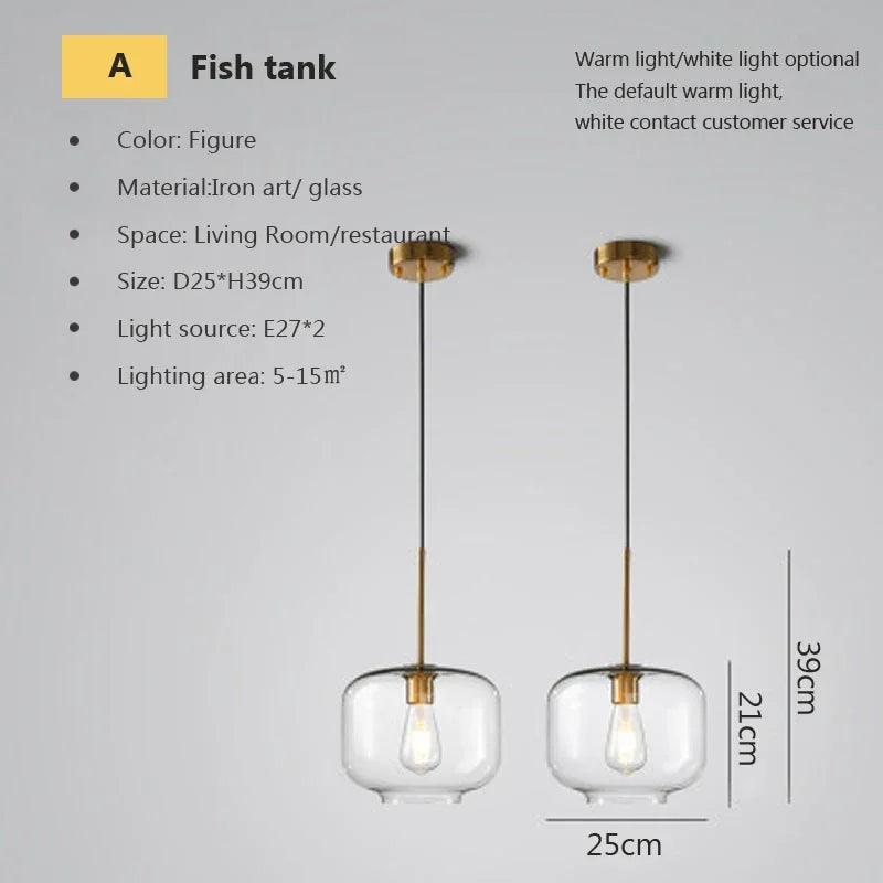 DecorBites™ Industrial Loft Glass Pendant Light for Kitchen Restaurant Decor