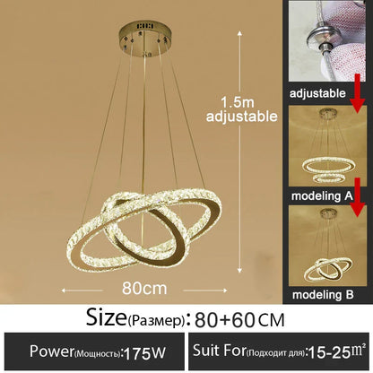 DecorBites™ Gold Gloss LED Crystal Ring Chandelier for Modern Luxury Living Room