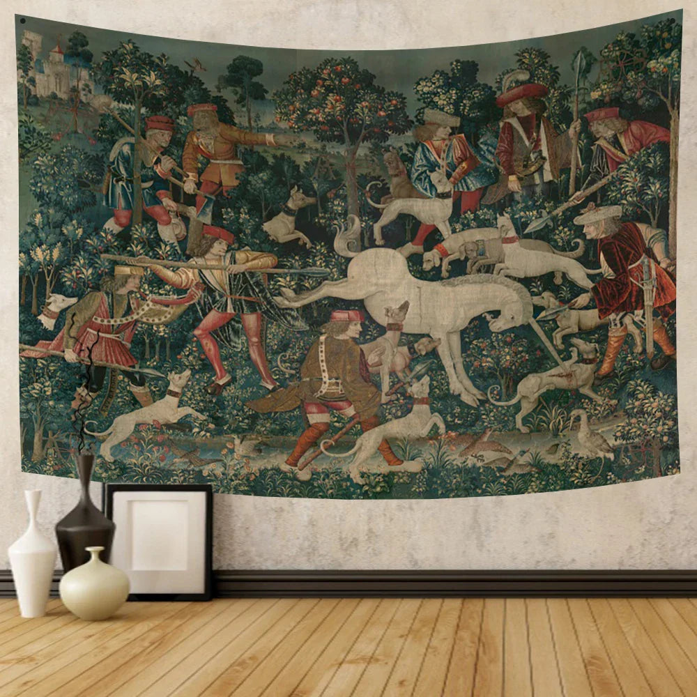 Decobites Tapestry Unicorn Hanging Cloth Medieval Ladies Decor Wall Tapestries