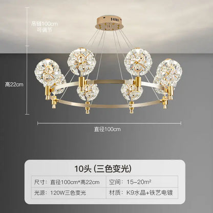 DecorBites™ Crystal Chandelier: Dandelion Design for Luxe Living Room, Dining, or Master Bedroom