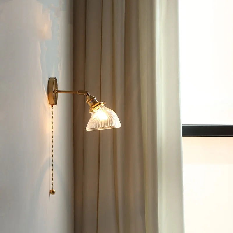 DecorBites™ Green Glass LED Wall Sconce, Modern Nordic Rotate Copper Stair Light