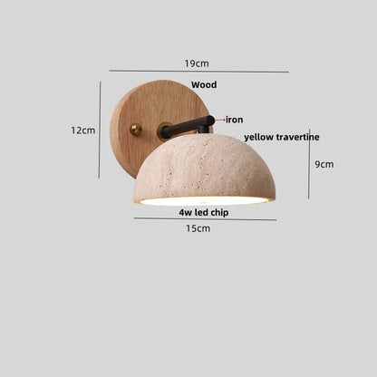 DecorBites™ مصباح حائط LED من الترافرتين الأصفر الحديدي لغرفة النوم والحمام وإضاءة المرآة