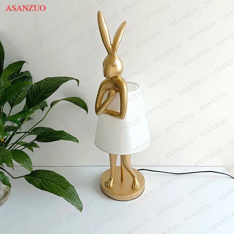 DecorBites™ Bathing Rabbit Resin Table Lamp for Living Room and Bedroom Decor