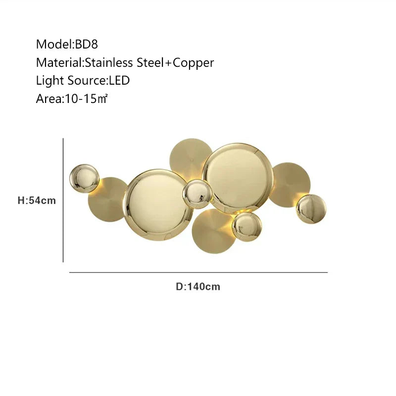 DecorBites™ Large Metal Gold Wall Sconce Lamps LED Modern Luxury Home Decor Light