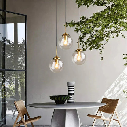DecorBites™ Glass Ball Pendant Lights - 15cm Modern Gold Hanging Lamps for Home Decor