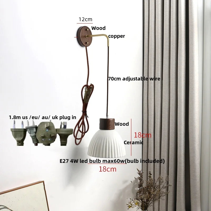 DecorBites™ Ceramic LED Wall Lamp Modern Wood Decor Stair Light Fixtures