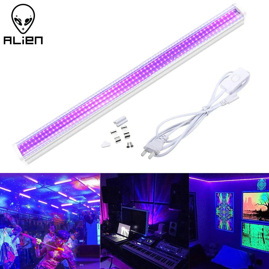 Barra de luz negra fluorescente UV DecorBites™ de 144 LED: Decoración para fiestas, discotecas, DJ y Halloween