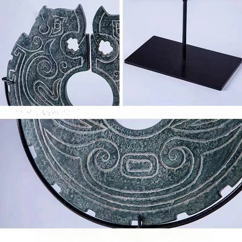 Estatua de resina con forma de tótem geométrico DecorBites™ | Accesorio decorativo retro chino para el hogar