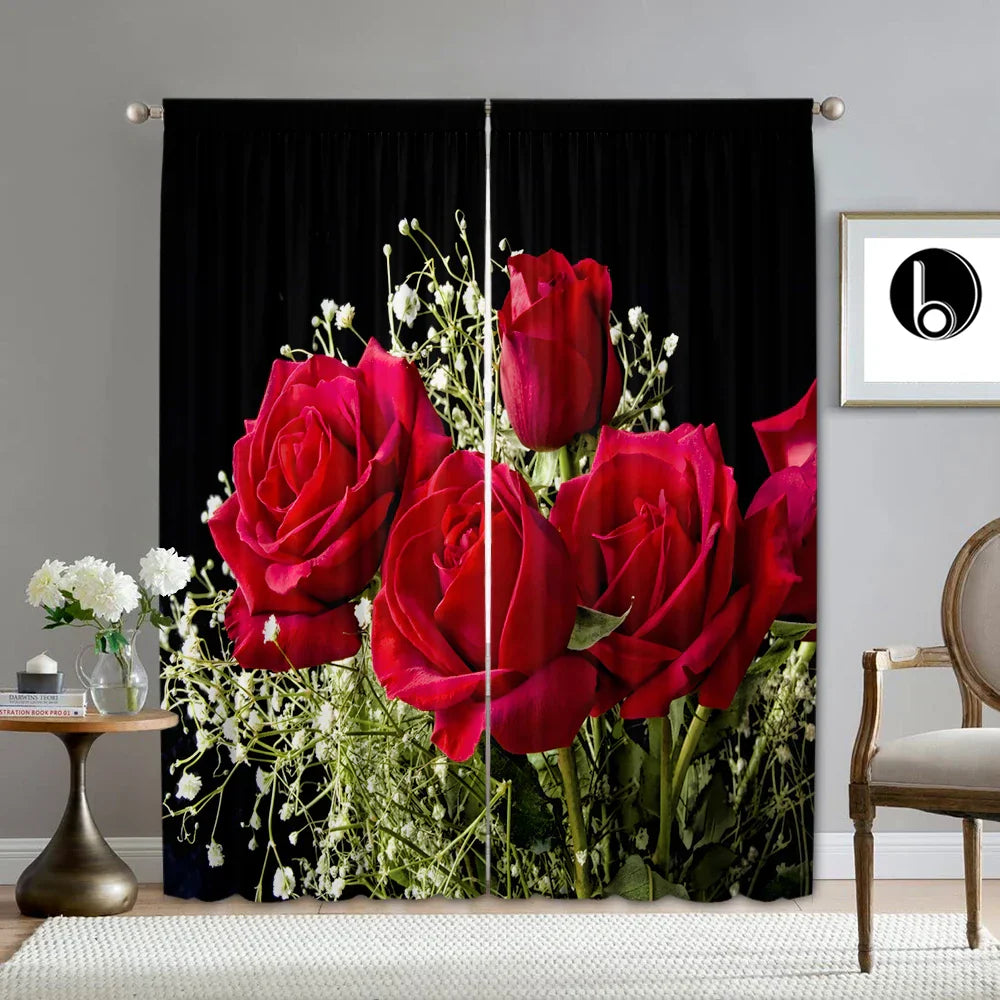 Decobites Rose Flower Pole Bag Curtains for Home & Garden