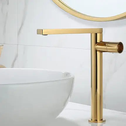 DecorBites™ Brushed Gold Basin Faucet: Single Handle Brass Bathroom Mixer Tap