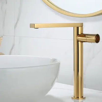 DecorBites™ Brushed Gold Basin Faucet: Single Handle Brass Bathroom Mixer Tap