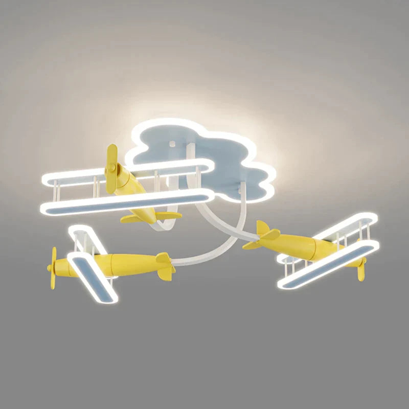 DecorBites™ Cartoon Plane Chandelier Light Kids Room Ceiling Lamp Remote Control