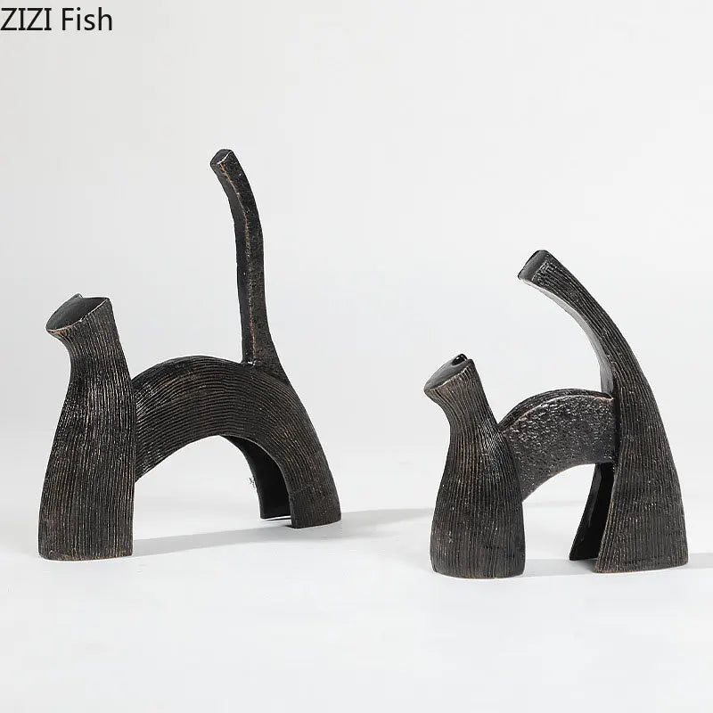 DecorBites™ Bull Statue: Abstract Cast Iron Cattle Sculpture for Modern Home Decor