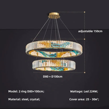 DecorBites™ Circle Steel LED Pendant Chandelier, Modern Dimmable Lighting for Living Room Home Decor