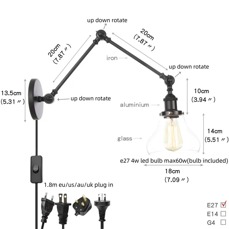 Iron Swing Arm Sconce