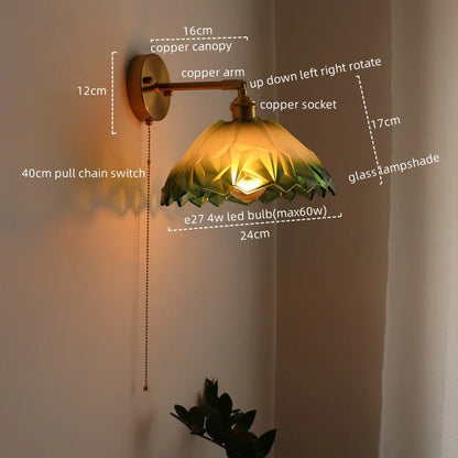 DecorBites™ Japanese Style LED Glass Copper Wall Lamp Sconce for Restaurant, Bar, Bedroom, Bathroom