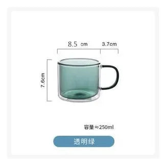 DecorBites™ Double Bottom Glass Mugs Set - 250ml Wine Whiskey Coffee Tea Juice Water Cups