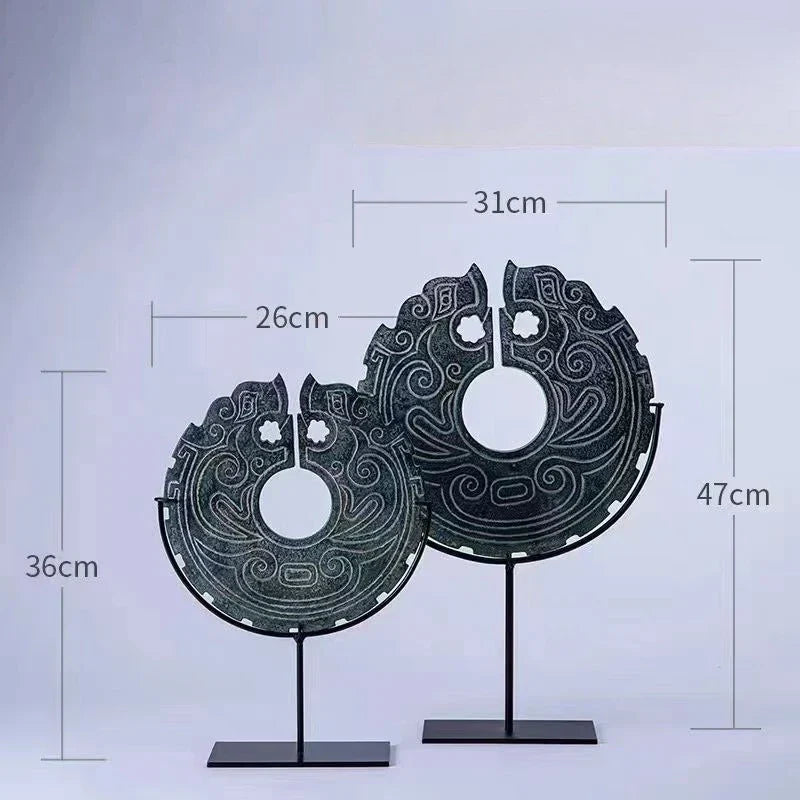 Estatua de resina con forma de tótem geométrico DecorBites™ | Accesorio decorativo retro chino para el hogar