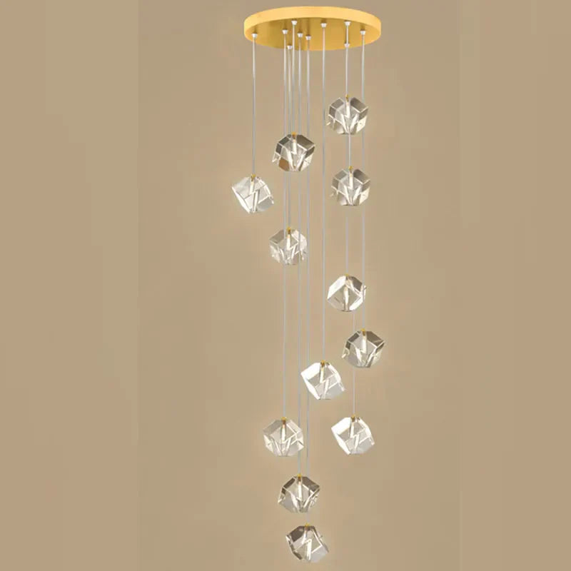 DecorBites™ Crystal LED Chandelier for Staircase: Luxury Indoor Stair Lighting Fixture