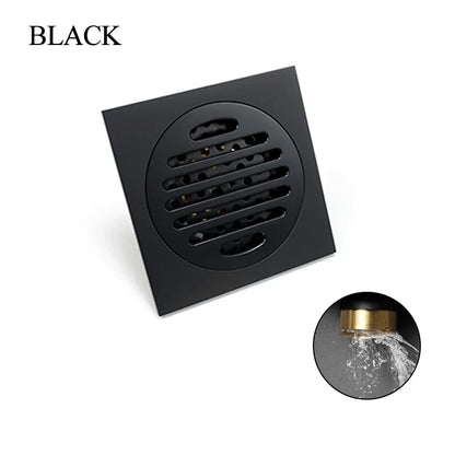 DecorBites™ Brass Square Floor Drain 10x10cm for Bathroom Shower with Insect-Proof Deodorant