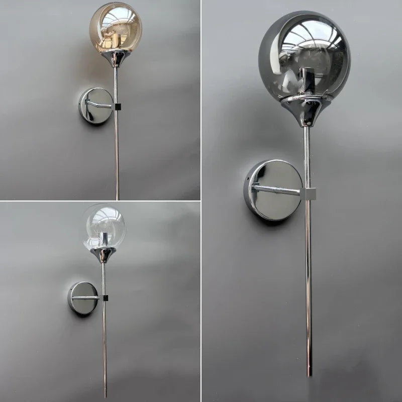 Lámpara de pared DecorBites™ con bola de cristal dorado: Iluminación moderna de estilo nórdico para mesilla de noche y salón