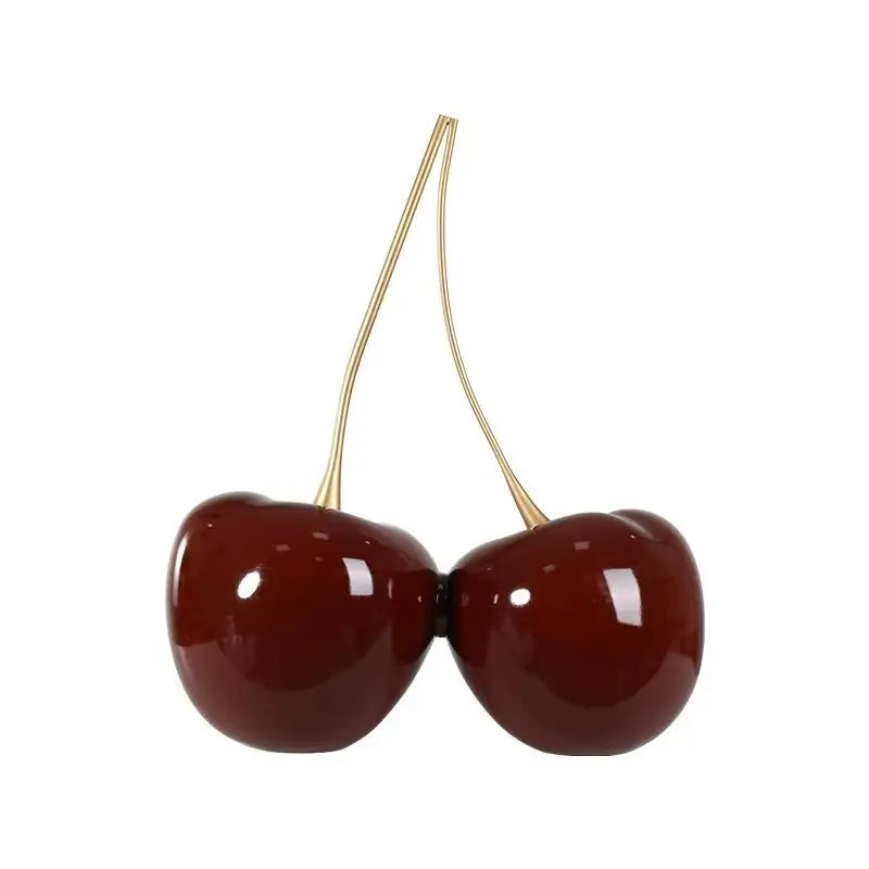 DecorBites™ Cherry Figurine: Resin Golden Cherry Statue Home Decor Accessory