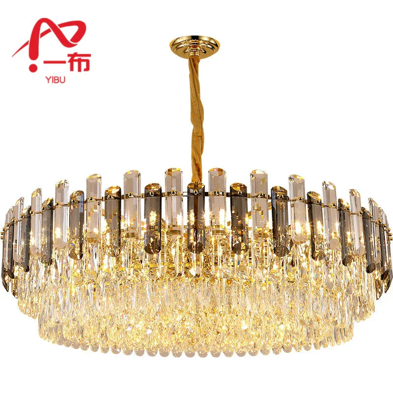Gold Crystal Ceiling Chandelier Amber DIA95cm