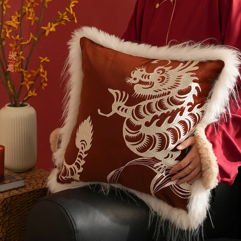 Funda de almohada DecorBites™ Año del Dragón: Funda de cojín decorativa para sofá.