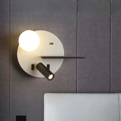 DecorBites™ LED Reading Wall Lamp with USB Charging, Storage, and Nordic Design