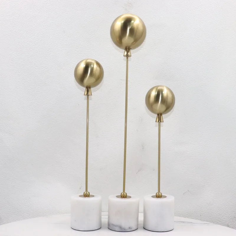 DecorBites™ Golden Geometric Balloon Metal Ball Sculpture & Decorative Figurine