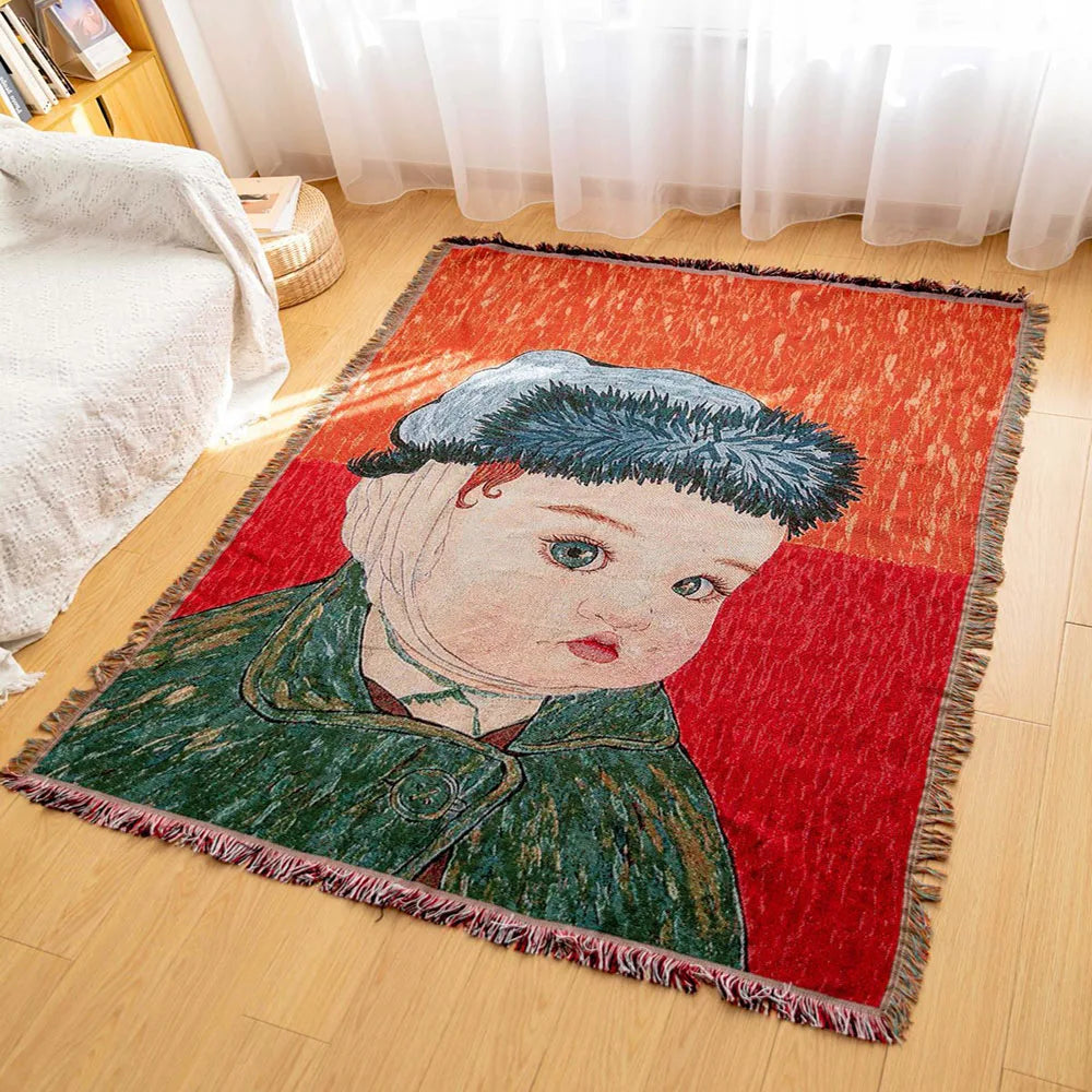 DecorBites™ Knitted Tapestry Sofa Blanket - Light Luxury Decorative Blanket for Living Room, Nap Bedspread, Picnic, Camping Mat