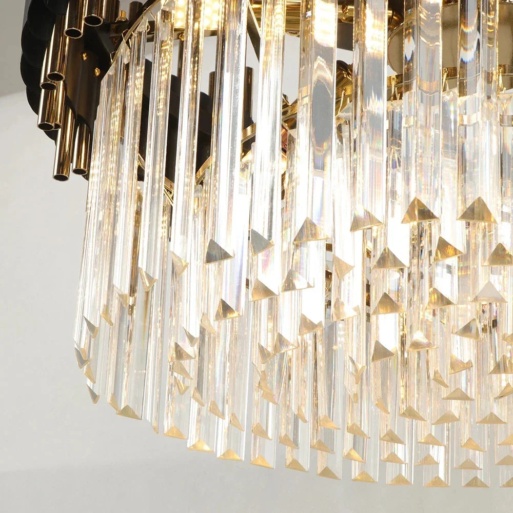 DecorBites™ Gold Black Crystal Ceiling Chandelier – Modern LED Round Kitchen Pendant Lamps