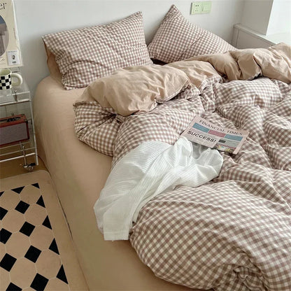 DecorBites™ Japanese Style Cotton Printed 4Pcs Bedding Set with Double-Sided Design