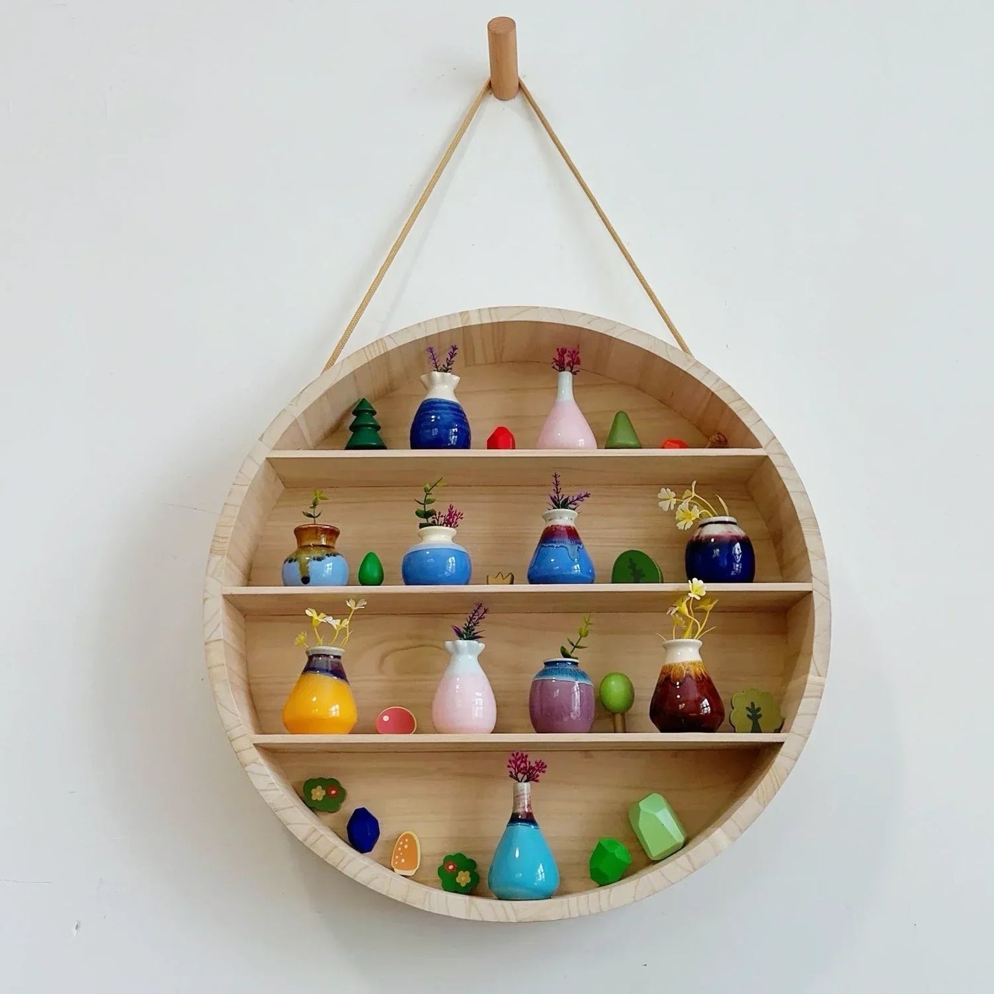 DecorBites™ Circular Wooden Frame Toy Storage Rack & Wall Decoration