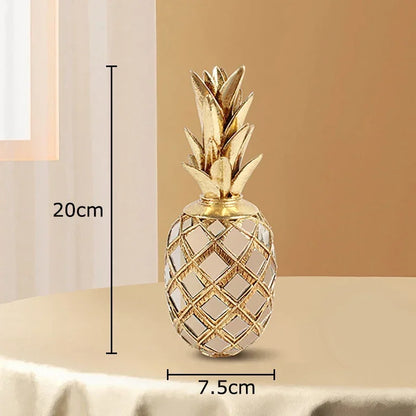 DecorBites™ Golden Pineapple Resin Sculpture Desk Decoration Art Statuette