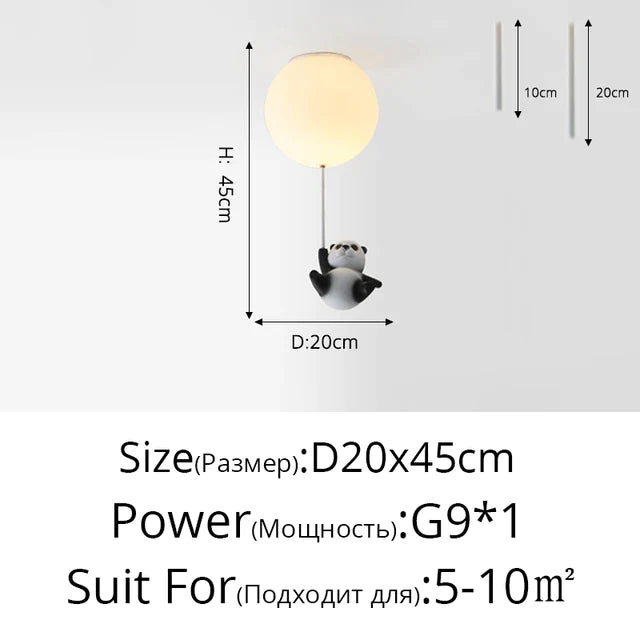 DecorBites™ Kids Cartoon Panda Polar Bear Ceiling Light Chandelier for Boys and Girls' Bedroom