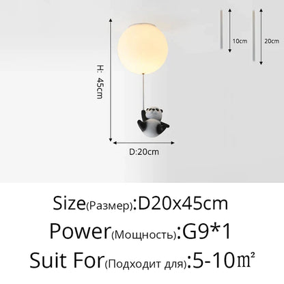 DecorBites™ Kids Cartoon Panda Polar Bear Ceiling Light Chandelier for Boys and Girls' Bedroom