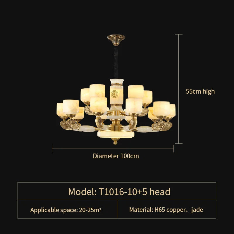 DecorBites™ Jade Copper Chandelier: Luxury European Style for Living Room, Bedroom, Dining Room Lighting