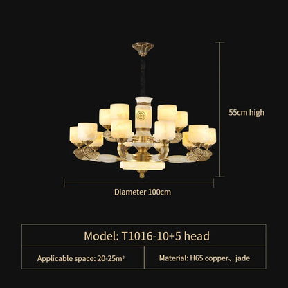 DecorBites™ Jade Copper Chandelier: Luxury European Style for Living Room, Bedroom, Dining Room Lighting