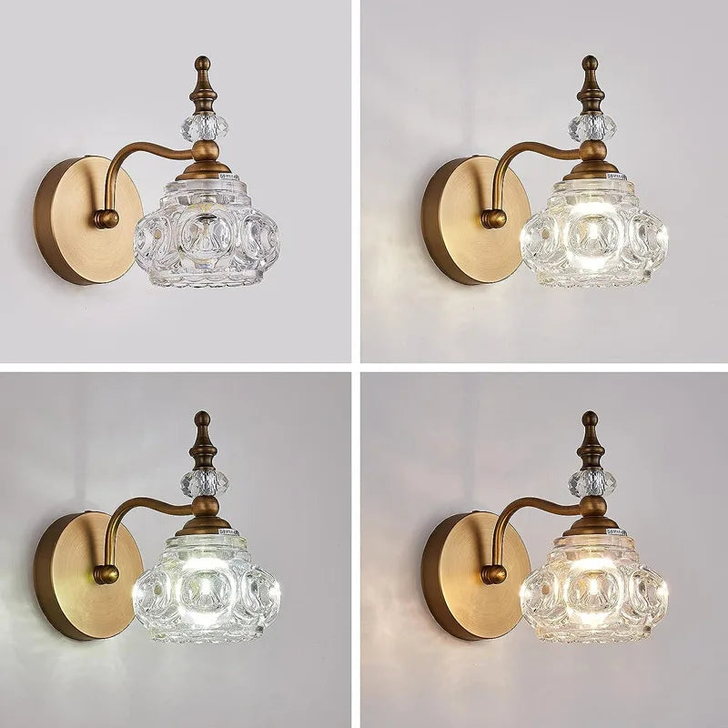 Lámpara de pared de cristal dorado Decorbites™: Luz LED de lujo para interiores en sala de estar, dormitorio y baño