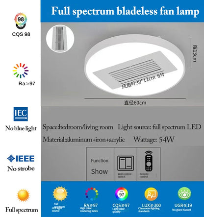 DecorBites™ LED Bladeless Ceiling Fan with Remote Control for Modern Living Room