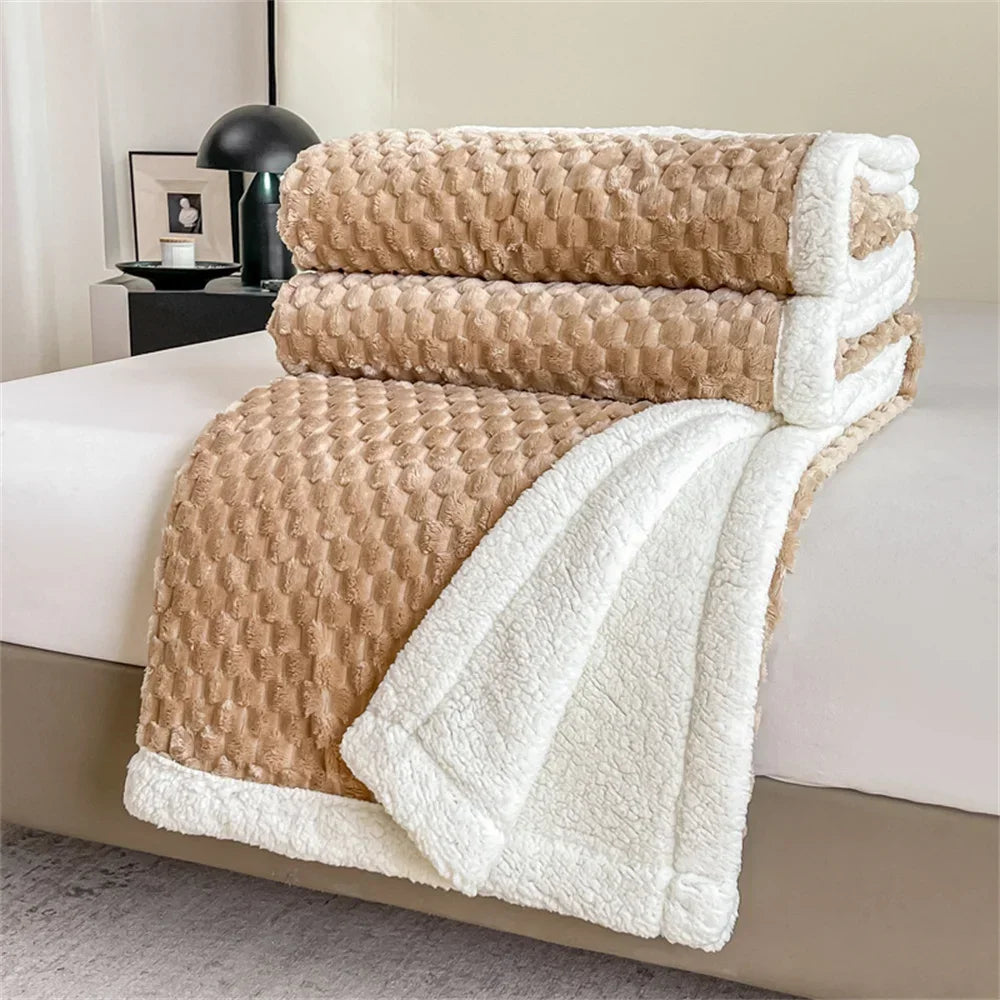 Decobites Sherpa Fleece Plush Blanket Throw - Cozy Solid Color BedSheet