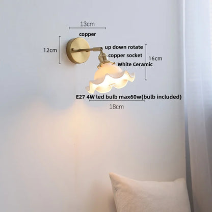 DecorBites™ Ceramic LED Wall Lights | Pull Chain Switch | Bedroom Mirror Fixture