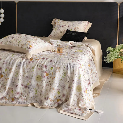 Decobites Floral Print Summer Quilt Bedding Set with Sheet & Pillowcases